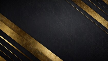 Wall Mural - black background with grunge texture decorated with shiny golden lines black gold luxury background