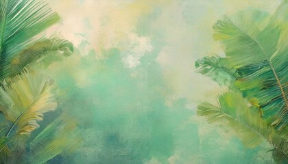 Canvas Print - tropics on the texture on a watercolor background vintage style in pastel colors photo wallpaper