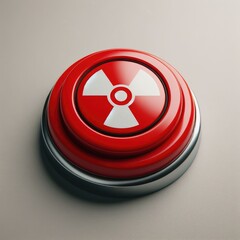radiation warning sign on red danger button