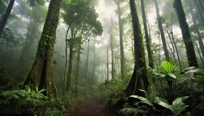 Canvas Print - misty rainforest in monteverde cloud forest reserve