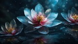 Fototapeta Kwiaty - blooming water lily on water surface 
