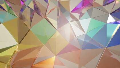 Wall Mural - abstract background with various shiny crystal geometric shapes glass surface rainbow colors polygons for ux designers