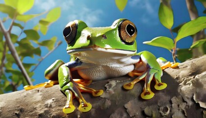 a green white lipped tree frog