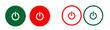 Power buttons. Flat, color, power button. Vector icons
