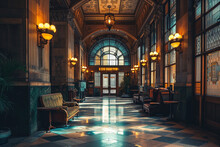 Interior Of A Vintage Train Terminal Central Station