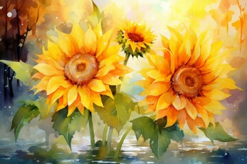 Canvas Print - Radiant Sunflowers - Generative AI