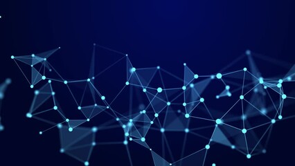 Fototapete - Structural connection of information. Data transfer in network connection. Abstract data background. 3D Seamless loop.