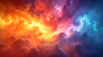Wall Mural - the background of heaven, where the lines of iridescent clouds create a visual effect of depth and