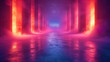 The background with neon seething streams, like a bright waterfall of light in a dark environment