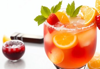 Wall Mural - Alcoholic cocktail with fruit and ice