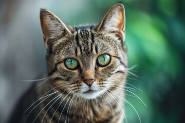 Wall Mural - Photo of a beautiful big cat looking at you. Ads for cats and pets