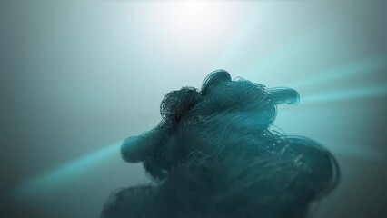 Wall Mural - cluster growing particle fibers video. futuristic creative glow 3d art animation motion background