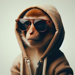 Sticker - a monkey with a hood and sunglasses
