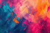 Painterly texture abstract background using bold bright brushstrokes with a contrasting color palette.