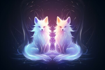 Canvas Print - Luminescent spirit foxes - Generative AI