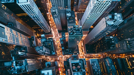 Urban Skyline Aerial. Skyscrapers in the City's Business Hub