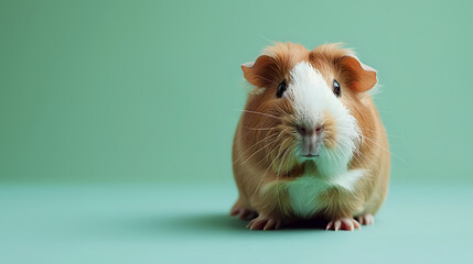 Wall Mural - guinea pig on pastel green background