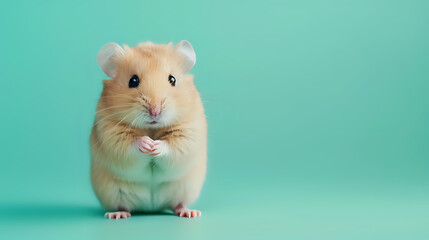Wall Mural - hamster on pastel green background