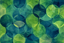 Background With A Pattern Of Overlapping Circles In Shades Of Green And Blue