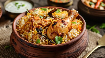 Dum Handi chicken Biryani is prepared in an earthen or clay pot called Haandi. Popular Indian non vegetarian food