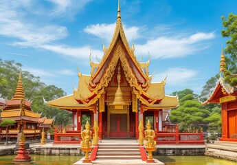 Old traditional buddhist temple in the thailand