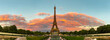Panorama of Eiffel Tower in Paris during sunset, France