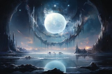 Wall Mural - Ethereal moonstone portals - Generative AI