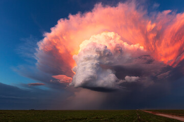 Wall Mural - sunset cloudscape and supercell storm clouds
