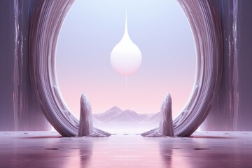 Wall Mural - Ethereal moonstone portals - Generative AI