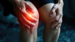 Close up of hands on knee pain