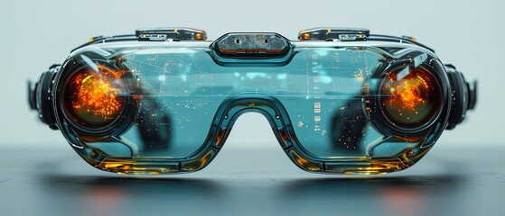 Wall Mural - a long shot of futuristic glasses with an abstract image in the middle of them