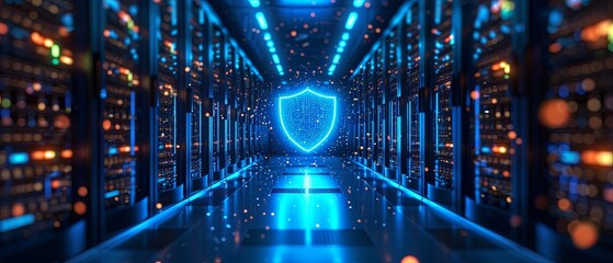 Wall Mural - image depicting network security and data