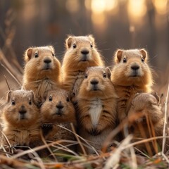 Wall Mural - A group of ground squirrel sitting on top of each other