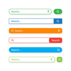 Wall Mural - colorful search bar templates. internet browser engine with search box, address bar and text field. 