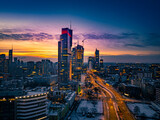 Fototapeta Miasto - Warszawa - wschód słońca zimą