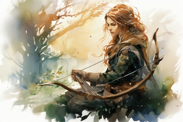 Canvas Print - Graceful elven archer - Generative AI