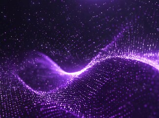 Canvas Print - Digital purple particles wave and light abstract background with shining dots stars