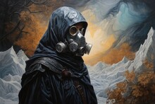 Portrait Of A Person In A Gas Mask