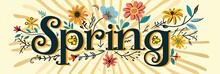 Spring Banner, Beautiful Colorful Word