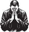 © BABBAN - Ethereal Elegance Praying Man Hands Vector in Black Celestial Connections Vector Logo of Praying Hands