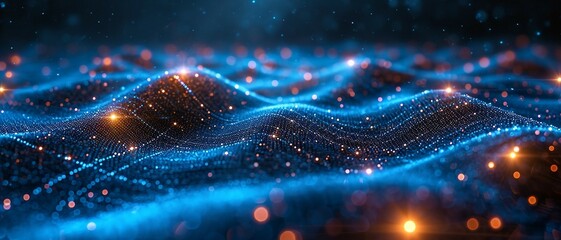a high-tech background with a digital mesh network design in silver and blue gradients, suited for a cybersecurity application's user interface.