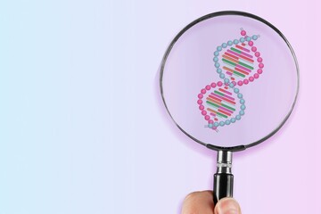 Wall Mural - checkup and research human dna gene chromosome molecule