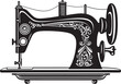 Stylish Seamstress Vector Black Icon Design for Chic Sewing Machine Precision Pintucks Elegant Vector Design for Black Sewing Machine