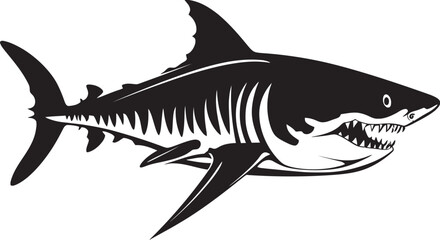 Underwater Power Vector Black Icon Design for Shark Emblem Silent Hunter Black Iconic Shark Logo in Vector