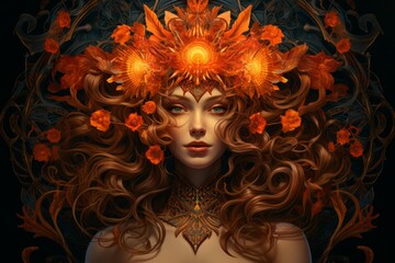 Canvas Print - Fiery-tempered sorceress - Generative AI