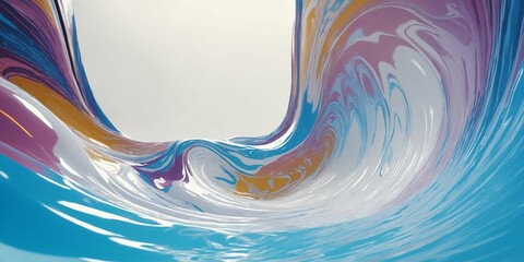 Abstract 3D Digital Artwork of Fluid, Glossy, and Colorful Waves Glass