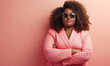 Woman in Command, Coral Pink Suit and Sunglasses, Statement of Power