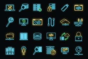 Wall Mural - company it administrator icons set. outline set of company it administrator vector icons neon color 