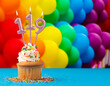 Birthday candle number 119 - Invitation card with balloons in colors of the gay pride march