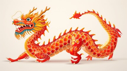 Wall Mural - Traditional 3d chinese dragon glowing in the dark illustration vector. 3d character dragon bright colors print for clothes, stationery. Banner chinese dragon 2024. New Year of the Dragon 2024.